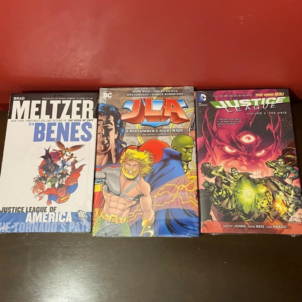 Lot of 3 Collector's DC Comics Hardcover Justice League Books - Brand new!